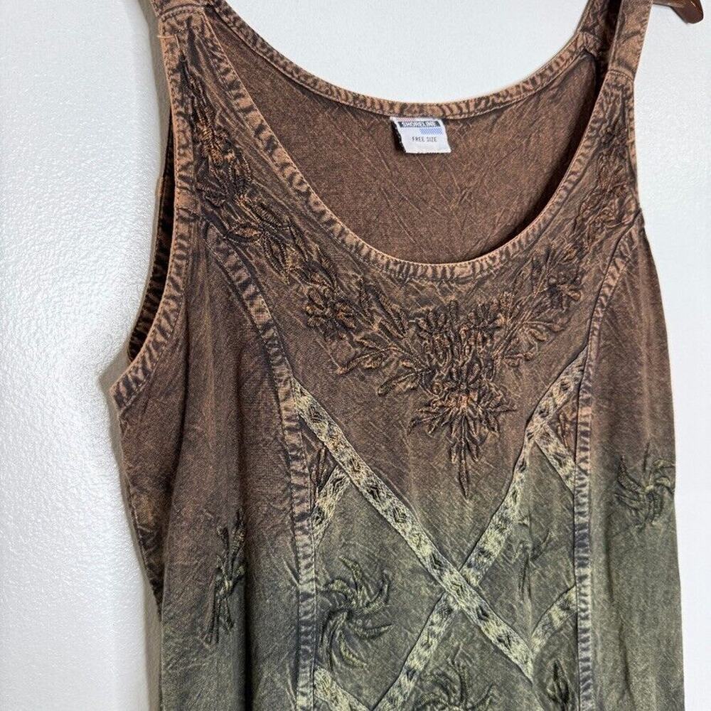 Shoreline Free Size Boho Tie-Dye Sleeveless Dress Earth Tones Festival